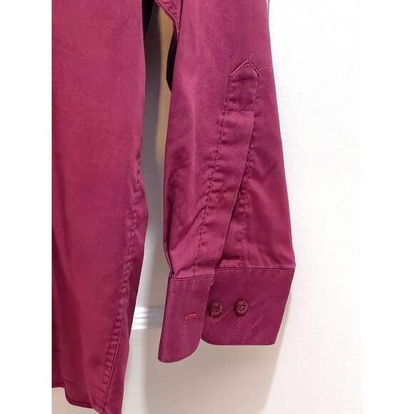 Kilburne & Finch Men’s Dress Shirt 17 34/35 Burgundy – Classic Fit Long Sleeve - Picture 3 of 13